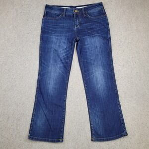 Pilcro And The Letterpress‎ Stet Bootcut Cropped Jeans Womens 28 Dark Wash Blue